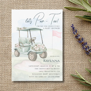 Convite Aquarela Campo de Golfe Vamos Fazer um Chá de Bebê