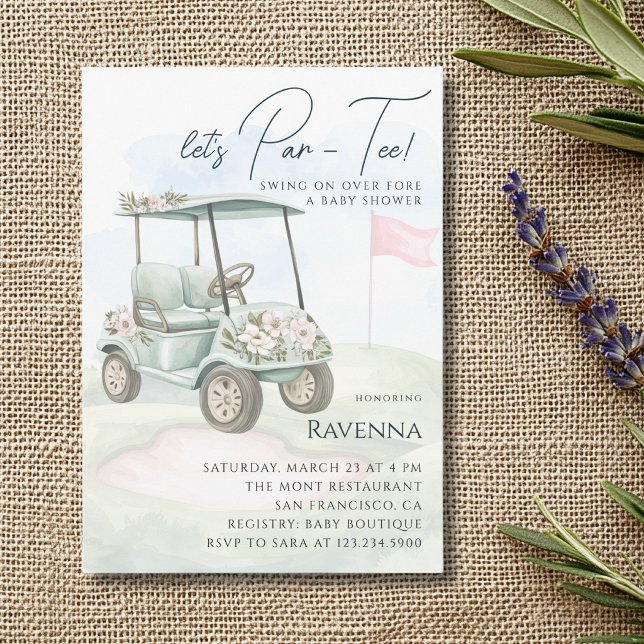Convite Aquarela Campo de Golfe Vamos Fazer um Chá de Bebê (Criador carregado)