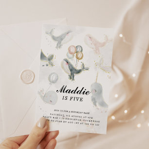 Convite Aquarela Caprichosa Debaixo do Mar Baleia Aniversá