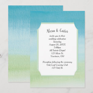Convite Aquarela Casamento Aqua e Verde