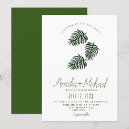 Convite Aquarela Casamento Botânico Tropical Palma Verde