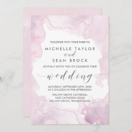 Convite Aquarela | Casamento rosa e púrpura