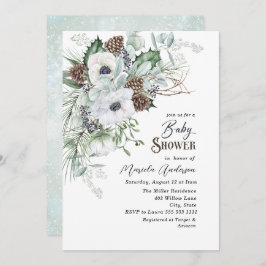 Convite Aquarela Chá de fraldas das flores dos anêmonos in