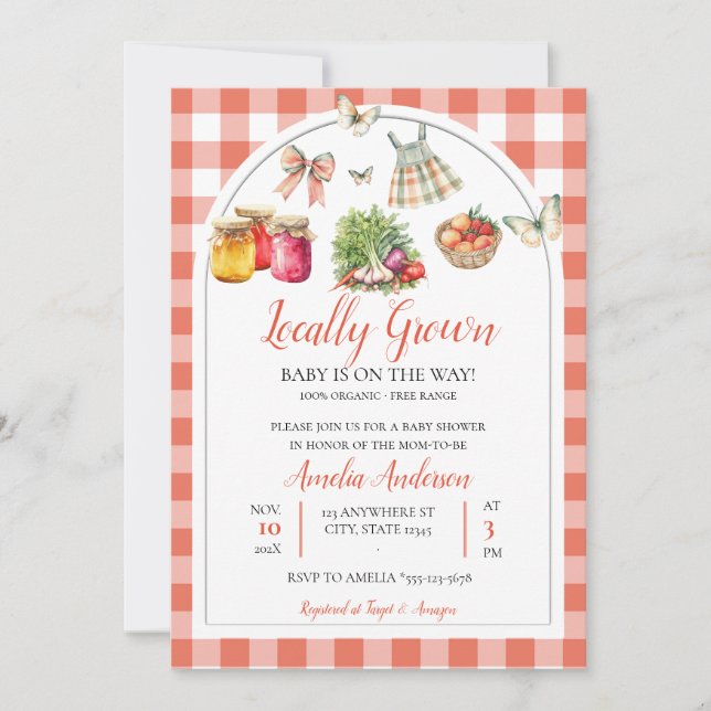 Convite Aquarela Chá de fraldas de mercado de agricultores (Frente)