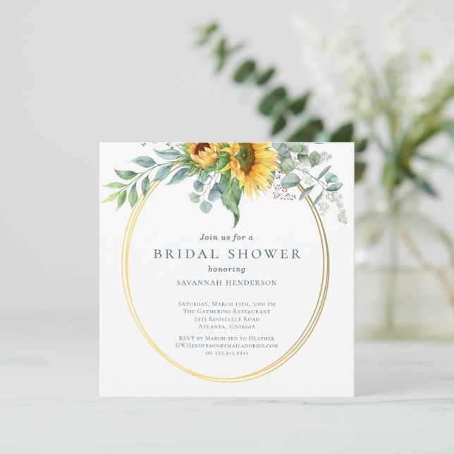 Convite Aquarela Chá de panela Eucalyptus (Em pé/Frente)