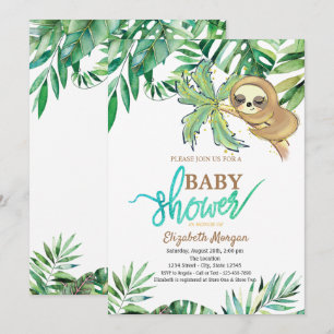 Convite Aquarela Chuva de Bebê Verão Preguiça Dormindo