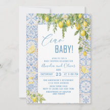 Aquarela ciao bambino limões chá de bebê
