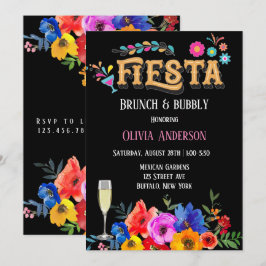 Convite Aquarela Colorida Floral Fiesta Brunch & Bubble