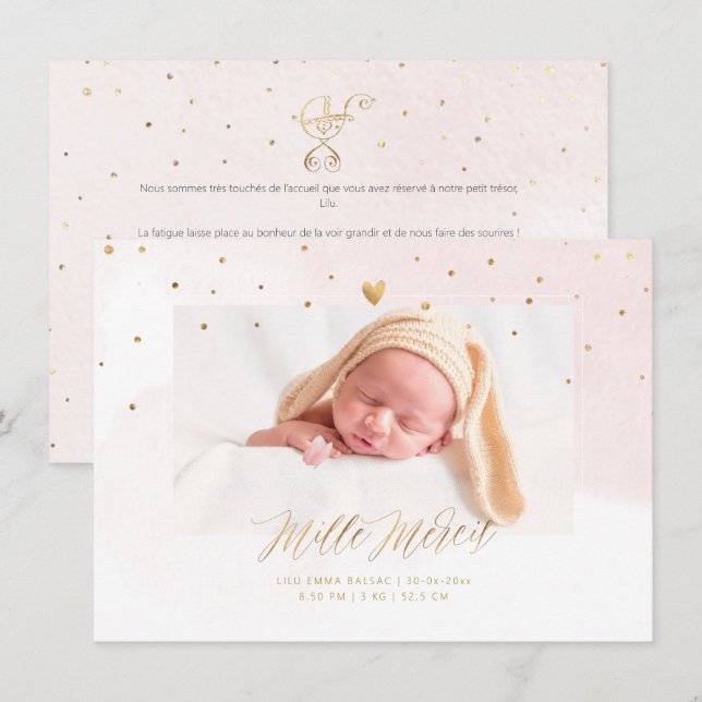 Convite Aquarela Confetes Agradecimento Nascimento Menina (Frente/Verso)