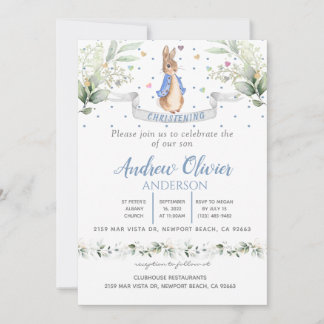 Convite Aquarela Cute Peter Rabbit Boy ChristeningIn