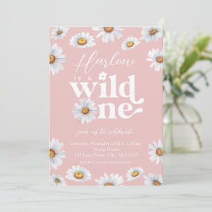 Convite Aquarela Daisy Wild One Aniversário de um ano da m