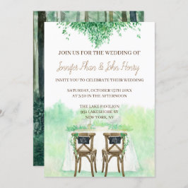 Convite Aquarela de Casamento com estilo rústico