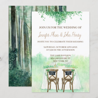 Convite Aquarela de Casamento com estilo rústico
