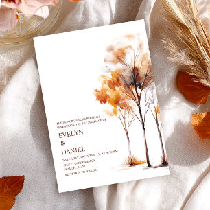 Convite Aquarela de Casamento outono Russo