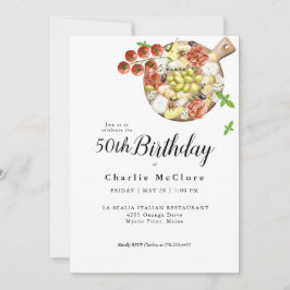 Convite Aquarela de Charcutaria da Itália Aniversário