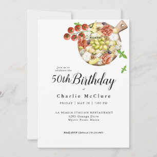 Convite Aquarela de Charcutaria da Itália Aniversário