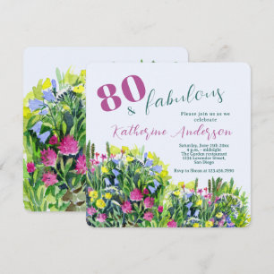 Convite Aquarela de Flor Silvestre – 80 e Fabuloso Anivers