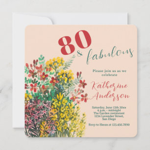 Convite Aquarela de Flor Silvestre – 80 e Fabuloso Anivers