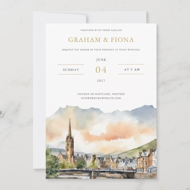 Convite Aquarela de Inverness (Frente)