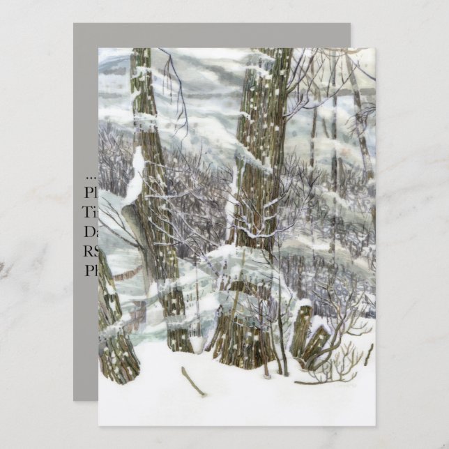 Convite Aquarela de inverno (Frente/Verso)