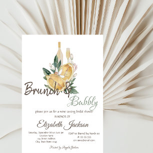 Convite Aquarela de Limões Brunch & Bubbly Chá de Noiva