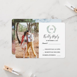 Convite Aquarela deixa foto monograma Casamento RSVP