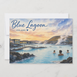 Convite Aquarela do banho termal Blue Lagoon Islândia