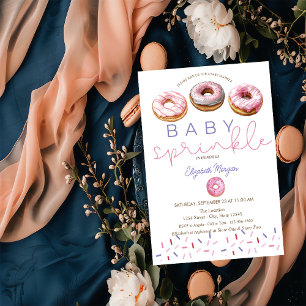 Convite Aquarela Donuts Rosa Bebê Chuveirinho Chá de Bebê