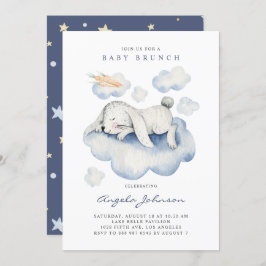 Convite Aquarela Dormindo Bebê Rabbit Baby Brunch
