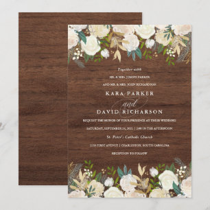 Convite Aquarela e madeira   Rustic Floral Wedding