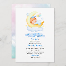 Convite Aquarela é o menino Blue Boho Nursery Baby Showe