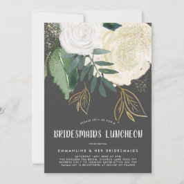 Convite Aquarela e Rosas com brilho Bridesmaids Lunchee