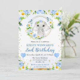 Convite Aquarela Elefante Fofa da Selva Aniversário Infant