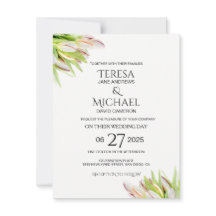 Aquarela Elegante de Casamento de Tulpas Rosa e Ve