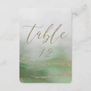 Convite Aquarela Elegante em Número de Mesa de Casamento c