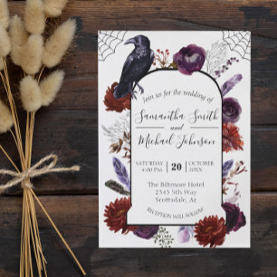 Convite Aquarela Elegante Halloween Floral Boho Roxo