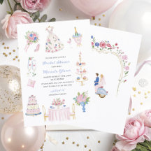 Aquarela Elegante mão desenhada rosa azul   Noiva 