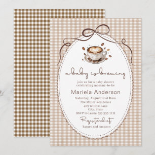 Convite Aquarela Elegante um bebê está preparando café mar
