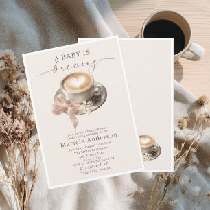 Convite Aquarela Elegante um bebê está preparando café mar