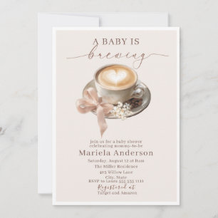 Convite Aquarela Elegante um bebê está preparando café mar