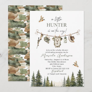 Convite Aquarela Elegante Um Chá de fraldas Caçador