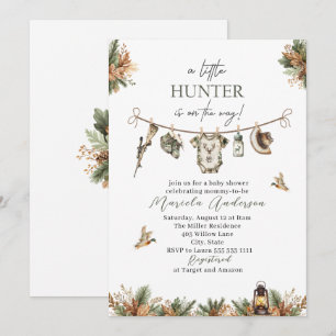 Convite Aquarela Elegante Um Chá de fraldas Caçador