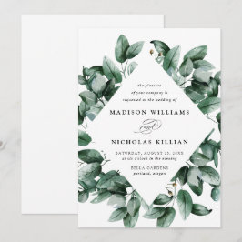 Convite Aquarela Eucalipto | Quadro Casamento