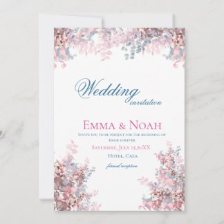 Convite Aquarela Eucalipto Rosa Bege Lavanda Casamento