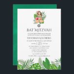Convite Aquarela Exótica Aloha Luau Bat Mitzvah<br><div class="desc">Folhagem de aquarela tropical aloha bat mitzvah convite personalizável para suas especificidades de evento.</div>