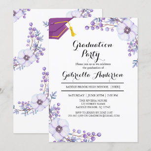 Convite Aquarela Explosões Florais Roxas de Primavera Grad