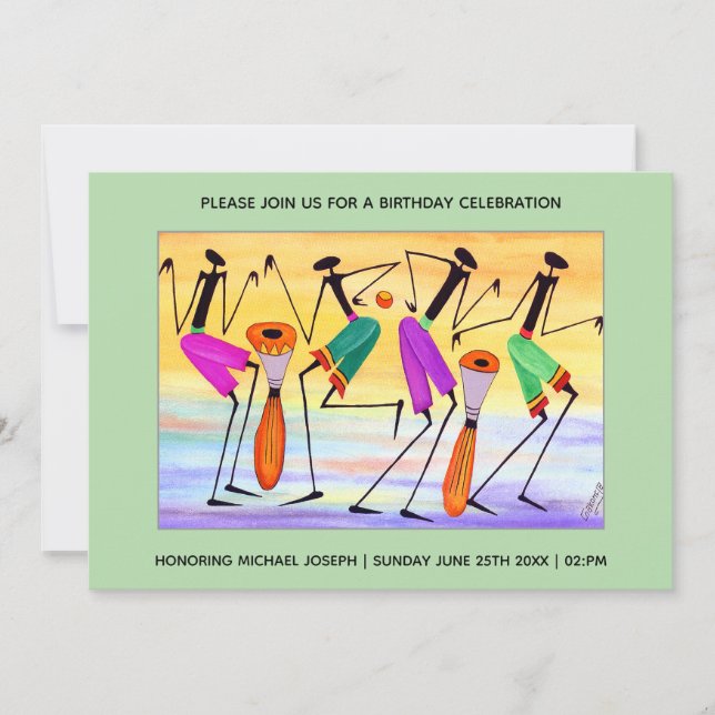 Convite Aquarela Exprimindo Felicidade (Frente)