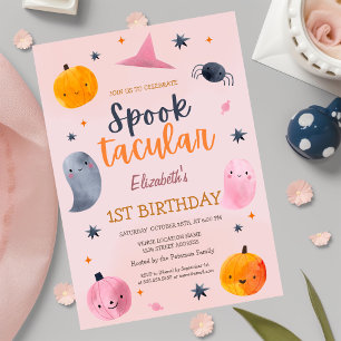 Convite Aquarela Fantasma Abóbora Aniversário de Halloween