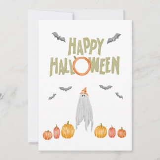Convite Aquarela Fantasma Halloween 