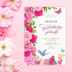 Convite Aquarela fauna floral florescer aniversário
